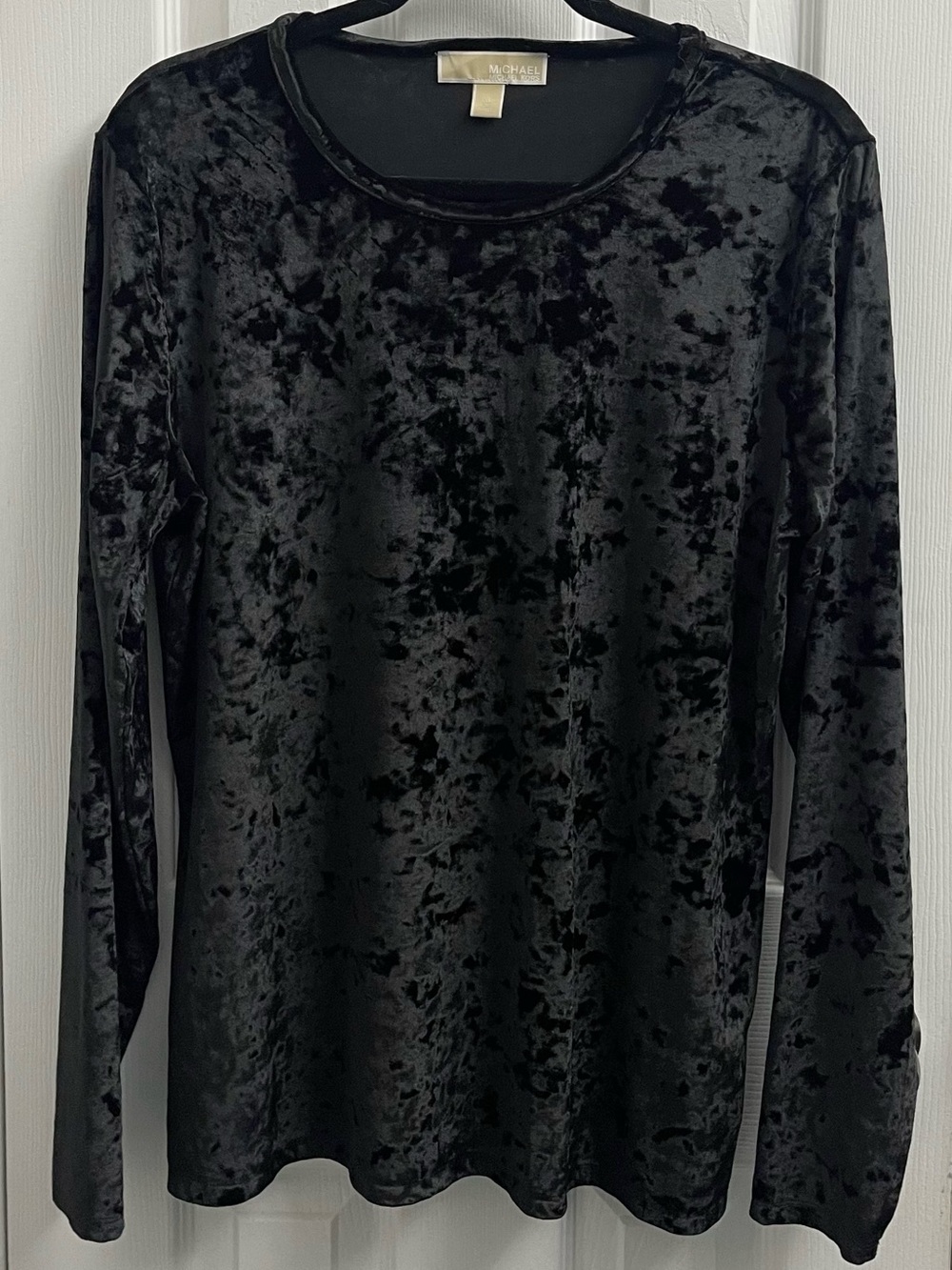 MICHAEL Michael Kors Black Crushed Velvet Long Sleeve Top